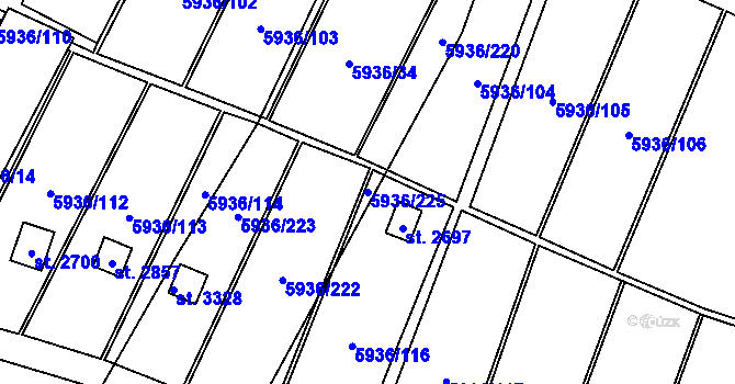 Parcela st. 5936/225 v KÚ Napajedla, Katastrální mapa