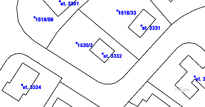 Parcela st. 3332 v KÚ Napajedla, Katastrální mapa