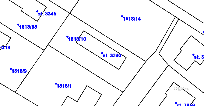 Parcela st. 3340 v KÚ Napajedla, Katastrální mapa