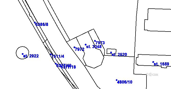 Parcela st. 3348 v KÚ Napajedla, Katastrální mapa