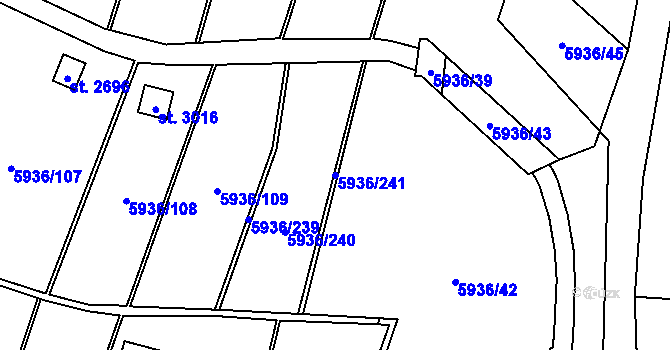 Parcela st. 5936/241 v KÚ Napajedla, Katastrální mapa