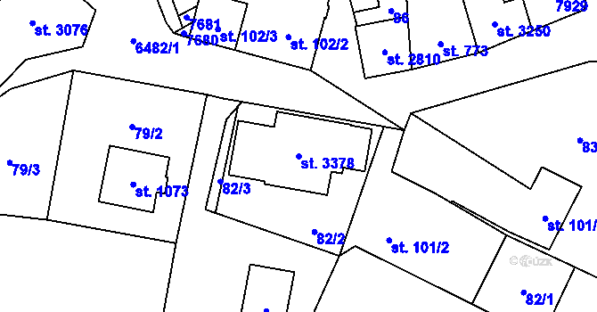 Parcela st. 3378 v KÚ Napajedla, Katastrální mapa