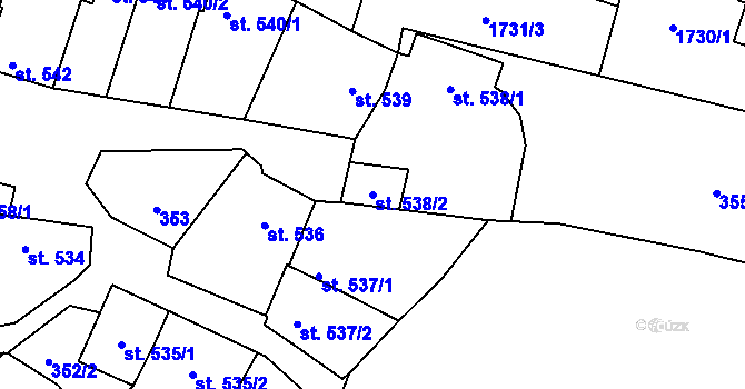 Parcela st. 538/2 v KÚ Napajedla, Katastrální mapa