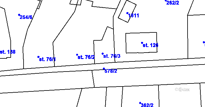 Parcela st. 76/3 v KÚ Nárameč, Katastrální mapa