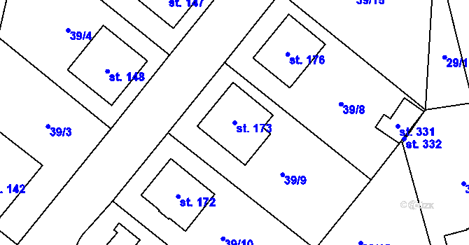Parcela st. 173 v KÚ Nárameč, Katastrální mapa