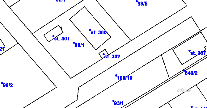 Parcela st. 302 v KÚ Nárameč, Katastrální mapa