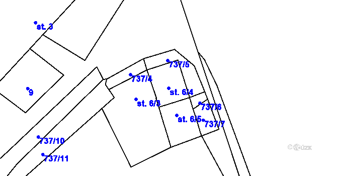 Parcela st. 6/4 v KÚ Valdíkov, Katastrální mapa