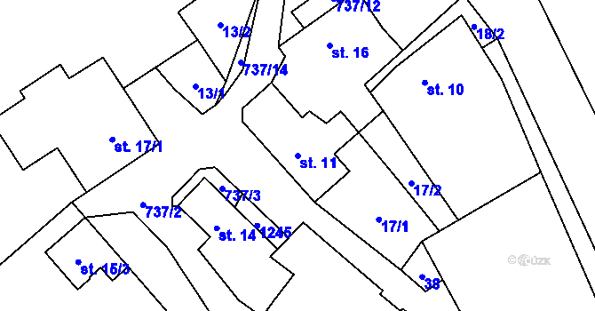 Parcela st. 11 v KÚ Valdíkov, Katastrální mapa