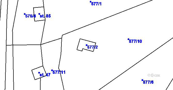 Parcela st. 577/2 v KÚ Valdíkov, Katastrální mapa