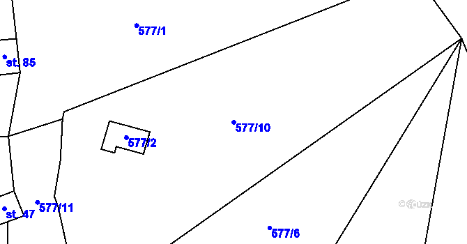 Parcela st. 577/10 v KÚ Valdíkov, Katastrální mapa