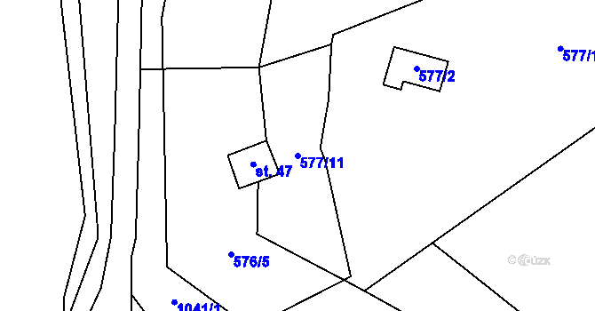 Parcela st. 577/11 v KÚ Valdíkov, Katastrální mapa