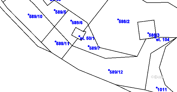 Parcela st. 589/7 v KÚ Valdíkov, Katastrální mapa