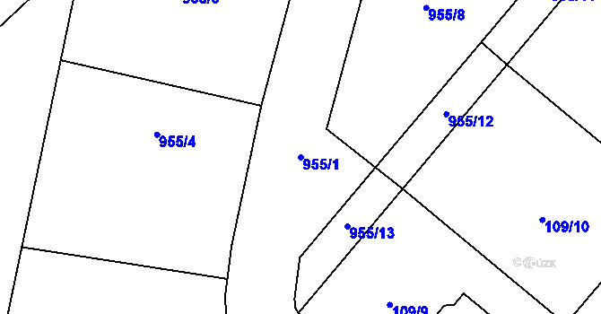 Parcela st. 955/1 v KÚ Valdíkov, Katastrální mapa