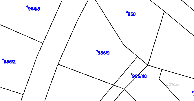 Parcela st. 955/9 v KÚ Valdíkov, Katastrální mapa