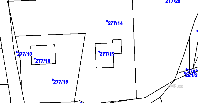 Parcela st. 277/19 v KÚ Narysov, Katastrální mapa