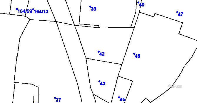 Parcela st. 42 v KÚ Narysov, Katastrální mapa