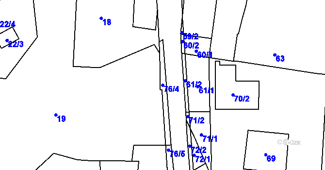 Parcela st. 76/4 v KÚ Narysov, Katastrální mapa