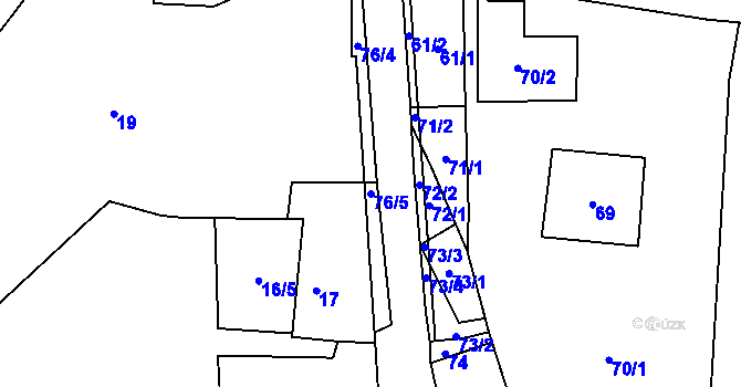 Parcela st. 76/5 v KÚ Narysov, Katastrální mapa