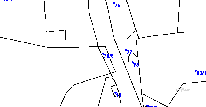 Parcela st. 76/6 v KÚ Narysov, Katastrální mapa