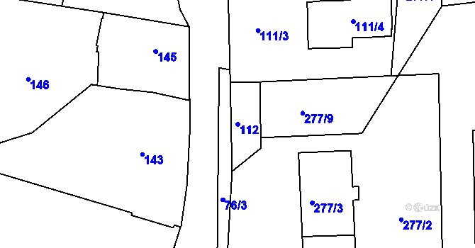 Parcela st. 112 v KÚ Narysov, Katastrální mapa