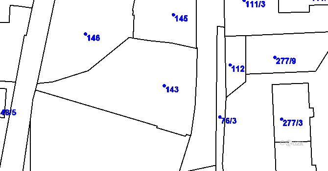 Parcela st. 143 v KÚ Narysov, Katastrální mapa