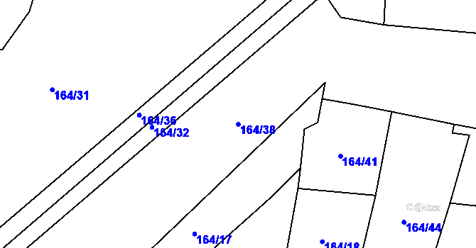 Parcela st. 164/38 v KÚ Narysov, Katastrální mapa