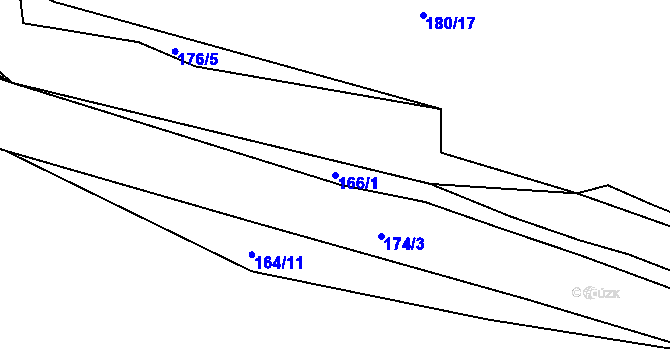 Parcela st. 166/1 v KÚ Narysov, Katastrální mapa