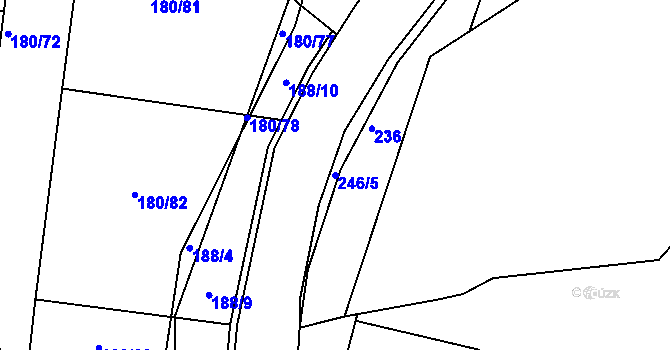 Parcela st. 246/5 v KÚ Narysov, Katastrální mapa