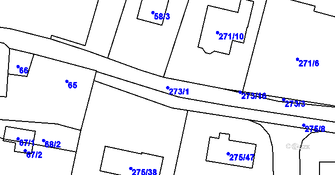 Parcela st. 273/1 v KÚ Narysov, Katastrální mapa