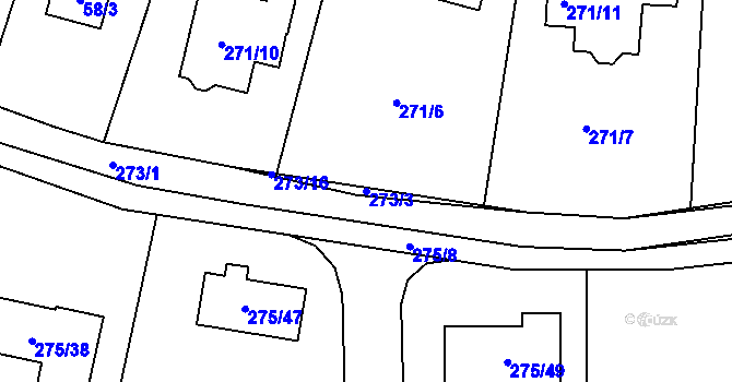 Parcela st. 273/3 v KÚ Narysov, Katastrální mapa