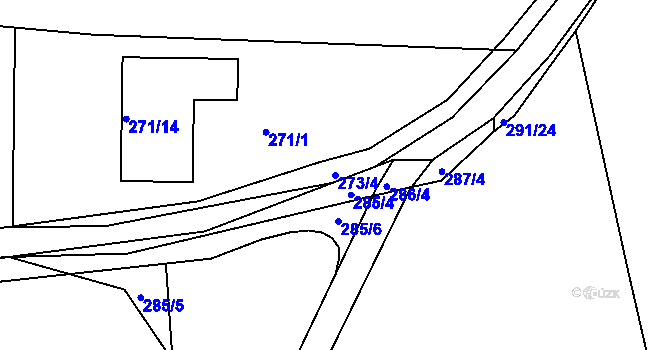 Parcela st. 273/4 v KÚ Narysov, Katastrální mapa