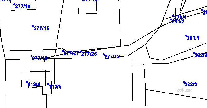 Parcela st. 277/12 v KÚ Narysov, Katastrální mapa