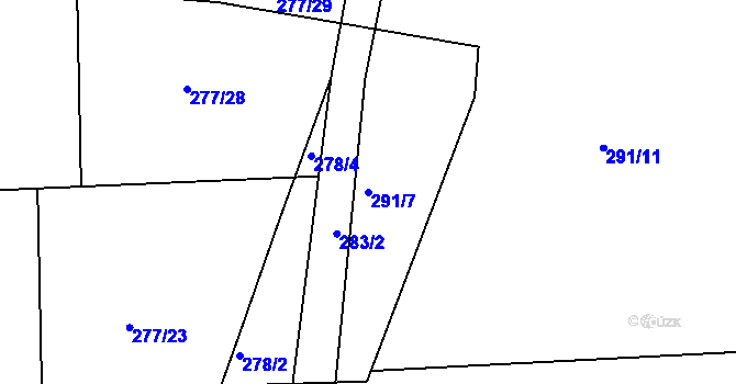 Parcela st. 291/7 v KÚ Narysov, Katastrální mapa