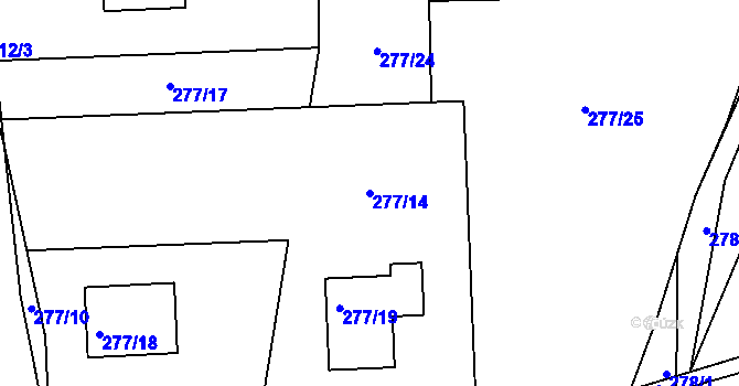 Parcela st. 277/14 v KÚ Narysov, Katastrální mapa
