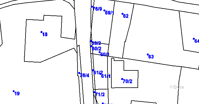 Parcela st. 60/1 v KÚ Narysov, Katastrální mapa