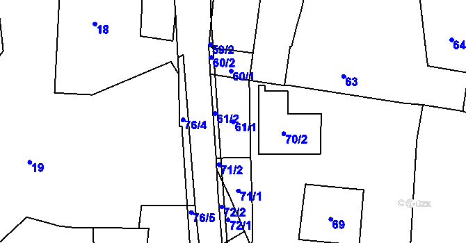 Parcela st. 61/1 v KÚ Narysov, Katastrální mapa