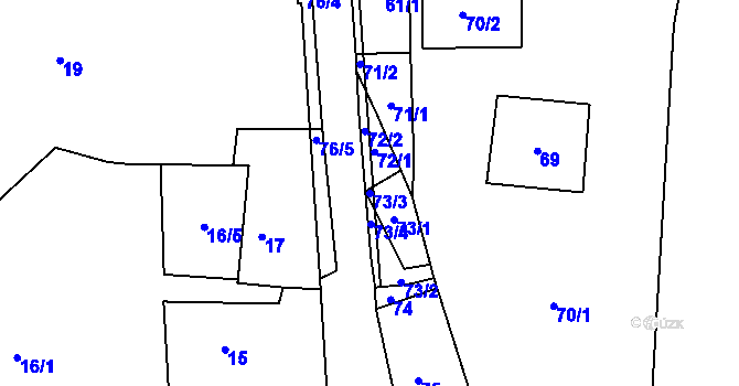Parcela st. 73/3 v KÚ Narysov, Katastrální mapa