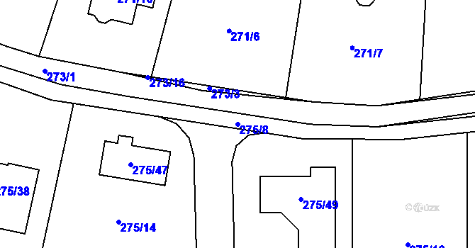 Parcela st. 275/8 v KÚ Narysov, Katastrální mapa