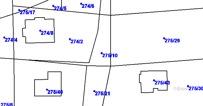 Parcela st. 275/10 v KÚ Narysov, Katastrální mapa