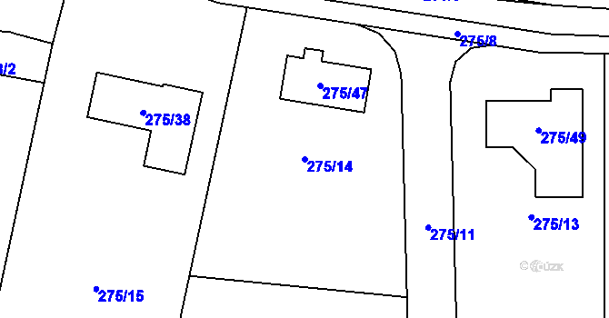 Parcela st. 275/14 v KÚ Narysov, Katastrální mapa