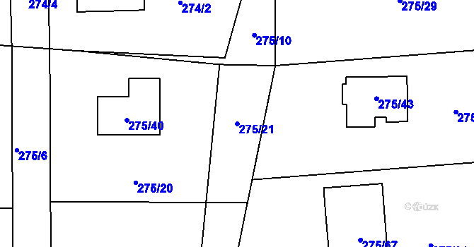 Parcela st. 275/21 v KÚ Narysov, Katastrální mapa