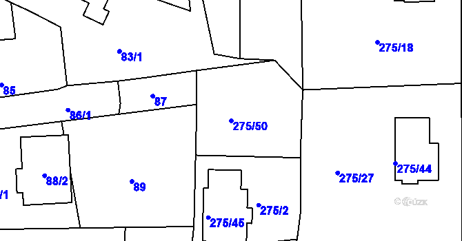 Parcela st. 275/50 v KÚ Narysov, Katastrální mapa