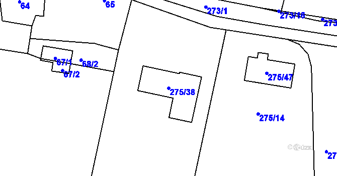 Parcela st. 275/38 v KÚ Narysov, Katastrální mapa