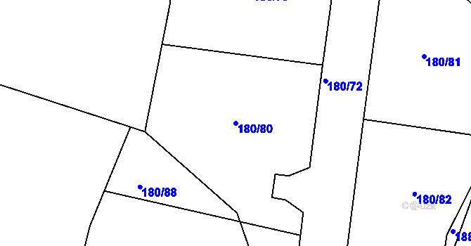 Parcela st. 180/80 v KÚ Narysov, Katastrální mapa