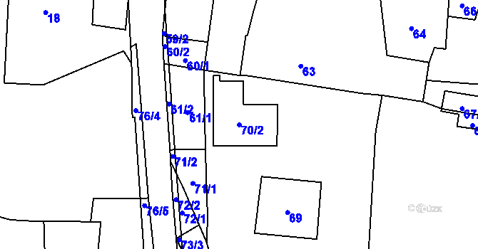 Parcela st. 70/2 v KÚ Narysov, Katastrální mapa