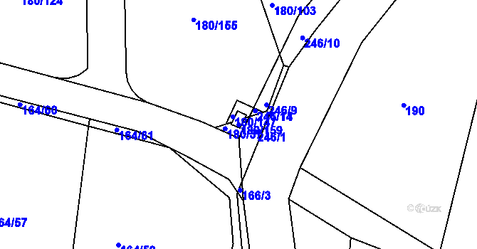 Parcela st. 180/159 v KÚ Narysov, Katastrální mapa