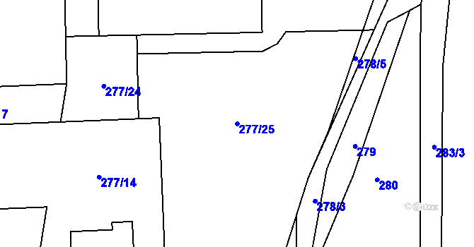 Parcela st. 277/25 v KÚ Narysov, Katastrální mapa