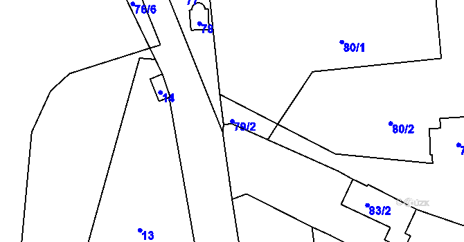 Parcela st. 79/2 v KÚ Narysov, Katastrální mapa