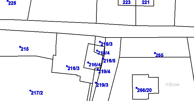 Parcela st. 218/4 v KÚ Narysov, Katastrální mapa