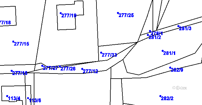 Parcela st. 277/33 v KÚ Narysov, Katastrální mapa
